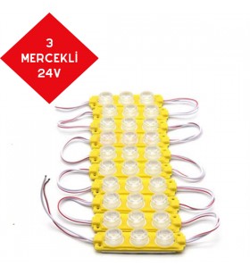 PARMAK LED 24V LAMBA 3 MERCEKLİ CAMLI SARI KOD:0409937
