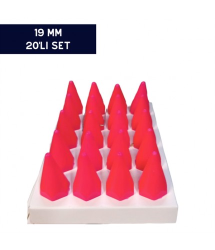 BİJON KAPAĞI RENKLİ SİVRİ PEMBE 19MM 20'Lİ SET KOD:007038