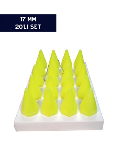 BİJON KAPAĞI RENKLİ SİVRİ FOSFORLU SARI 17MM 20'Lİ SET KOD:007027