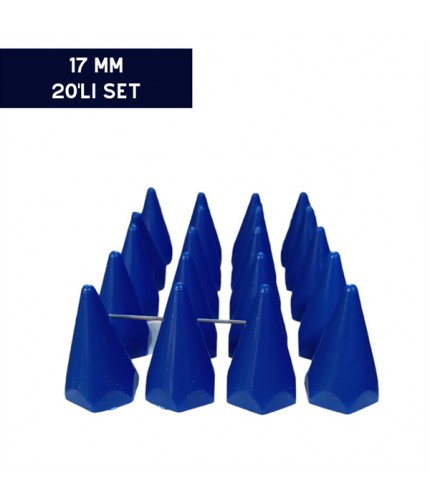 BİJON KAPAĞI RENKLİ SİVRİ MAVİ 17MM 20'Lİ SET KOD:007027