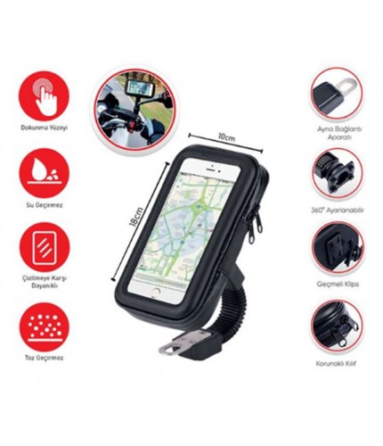 TELEFON TUTUCU MOTORSİKLET DERİ FERMUARLI 18X10CM KOD:5901964