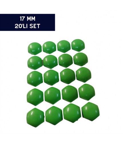 BİJON KAPAĞI RENKLİ YEŞİL 17MM 20'Lİ SET KOD:N142