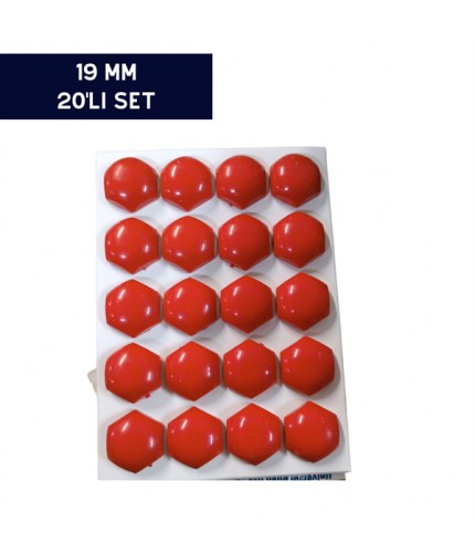BİJON KAPAĞI RENKLİ KIRMIZI 19MM 20'Lİ SET KOD:007016