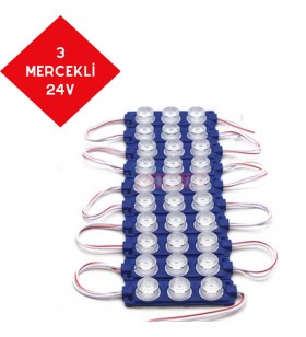 PARMAK LED 24V LAMBA 3 MERCEKLİ CAMLI MAVİ KOD:0409932