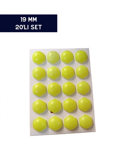BİJON KAPAĞI RENKLİ FOSFORLU SARI 19MM 20'Lİ SET KOD:007016