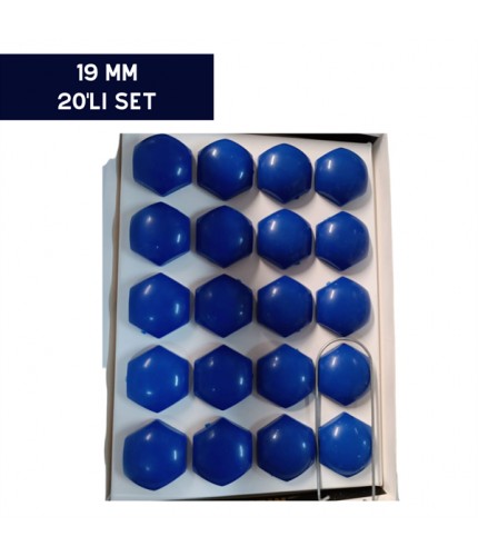 BİJON KAPAĞI RENKLİ MAVİ 19MM 20'Lİ SET KOD:007016