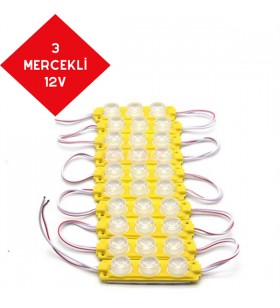 PARMAK LED 12V LAMBA 3 MERCEKLİ CAMLI SARI KOD:0409938