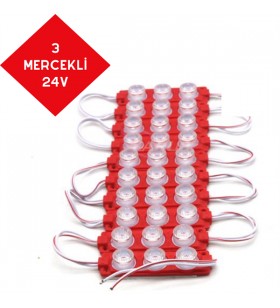 PARMAK LED 24V LAMBA 3 MERCEKLİ CAMLI KIRMIZI KOD:0409936