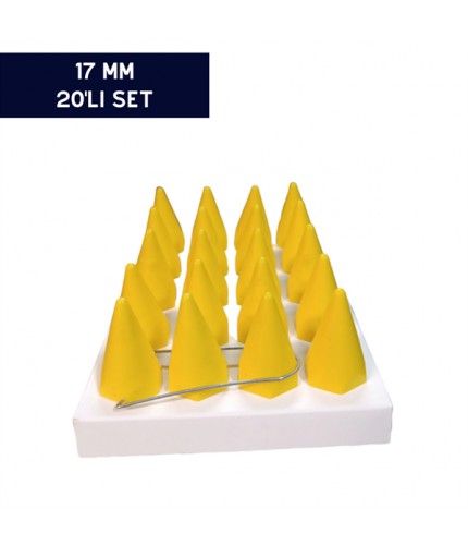 BİJON KAPAĞI RENKLİ SİVRİ SARI 17MM 20'Lİ SET KOD:007027