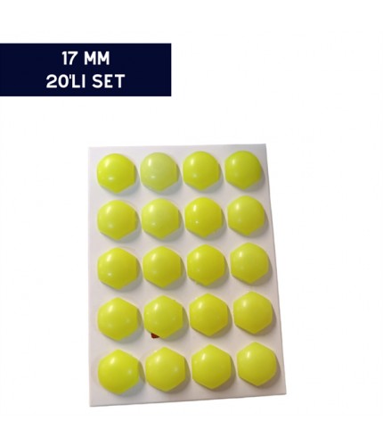 BİJON KAPAĞI RENKLİ FOSFORLU SARI 17MM 20'Lİ SET KOD:N142
