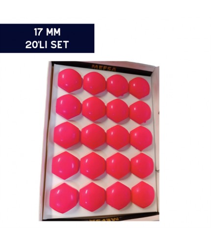 BİJON KAPAĞI RENKLİ PEMBE 17MM 20'Lİ SET KOD:N142
