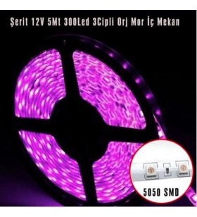 LED ŞERİT MOR 5M 12V 300 LED 3 ÇİPLİ İÇ MEKAN KOD:4327543
