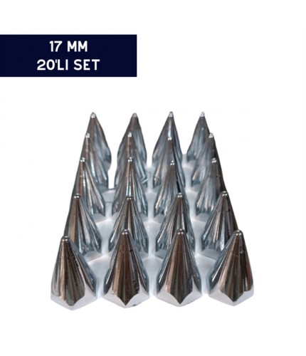 BİJON KAPAĞI KROMLU SİVRİ 17MM 20'Lİ SET KOD:007026