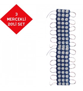 PARMAK LED 12V LAMBA 3 MERCEKLİ CAMLI MAVİ KOD:0409929