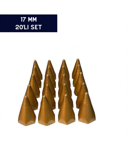 BİJON KAPAĞI RENKLİ SİVRİ KAHVE 17MM 20'Lİ SET KOD:007027