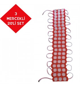 PARMAK LED 12V LAMBA 3 MERCEKLİ CAMLI KIRMIZI KOD:0409930