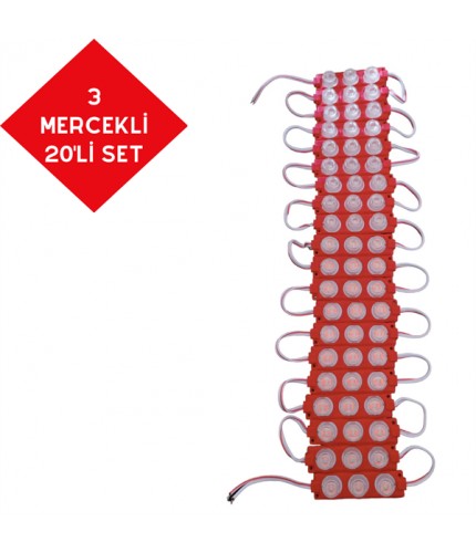 PARMAK LED 12V LAMBA 3 MERCEKLİ CAMLI KIRMIZI KOD:0409930