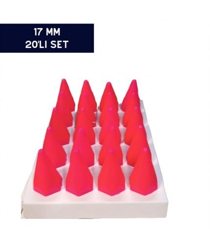 BİJON KAPAĞI RENKLİ SİVRİ PEMBE 17MM 20'Lİ SET KOD:007027