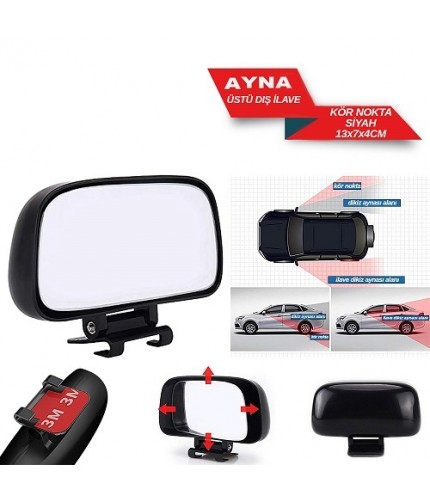 SÜRÜCÜ EĞİTMEN AYNASI 13X7X4CM SİYAH DİKDÖRTGEN KOD:0225004