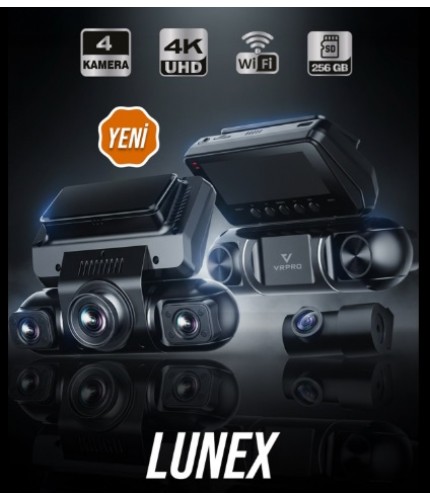 LUNEX 4 KAMERALI 4K UHD Wi-Fi & GPS AKILLI ARAÇ KAMERASI 256 GB MicroSD DESTEĞİ - 24 SAAT PARK İZLEME KOD:LUNEX