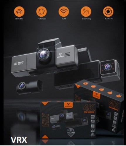 VRX 3 KAMERALI 4K UHD Wi-Fi AKILLI ARAÇ KAMERASI - ADAS BSD & 24 SAAT PARK İZLEME 256 GB MİCRO SD DESTEĞİ KOD: VRX