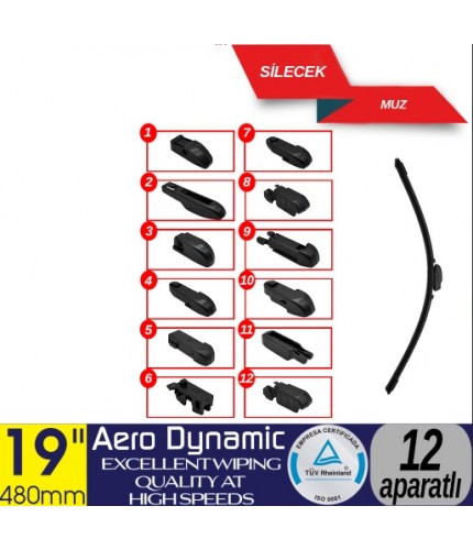 12 APARATLI ÖN MUZ SİLECEK 19 İNÇ/480 MM KOD:1353356