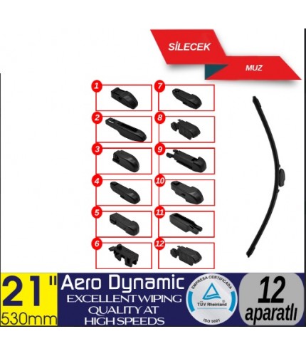 12 APARATLI ÖN MUZ SİLECEK 21 İNÇ/530 MM KOD:1353358