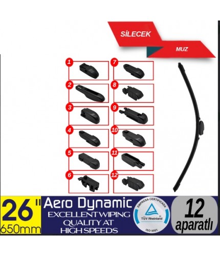 12 APARATLI ÖN MUZ SİLECEK 26 İNÇ/650 MM KOD:1353361