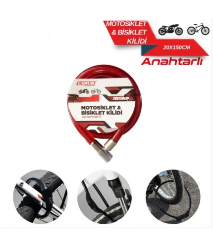 	BİSİKLET KİLİDİ ANAHTARLI 20X150 KIRMIZI KOD:1740111