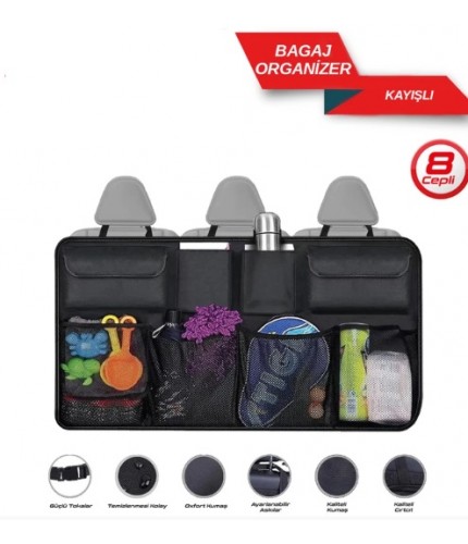 ORGANİZER BAGAJ DÜZENLEYİCİ KAYIŞLI 8 CEPLİ KOD:5902225