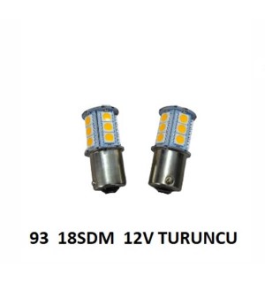 93 AMPUL 12V 18 LED SDM ÇAKARSIZ TURUNCU TAKIM KOD:0403042