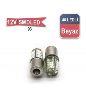 93 AMPUL 12V 48 LED SİLİKON BEYAZ TAKIM KOD:0403045