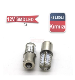 93 AMPUL 12V 48 LED SİLİKON KIRMIZI TAKIM KOD:0403046
