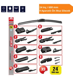 9 APARATLI ÖN MUZ SİLECEK 24 İNÇ/600 MM KOD:1353360