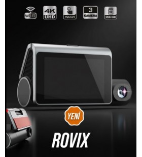ROVIX 3 KAMERALI 4K UHD DOKUNMATİK EKRANLI Wi-Fi & GPS ARAÇ KAMERASI - ADAS BSD DESTEKLİ 256 GB MİCRO SD DESTEĞİ KOD: ROVIX