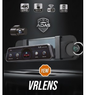 VRLENS 2 KAMERALI 10'' TOUCH SCREEN-ADAS+BSD-4K+2K-LOOP RECORDING-WIFI-G SENSOR 256 GB MİCRO SD KART DESTEĞİ KOD: VRLENS